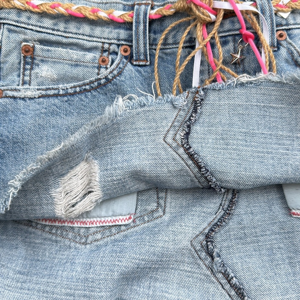Hollister Y2K Jean Skirt + Original Braided Seashell Neon Belt Y2K⭐️⭐️⭐️⭐️⭐️ - Picture 13 of 14